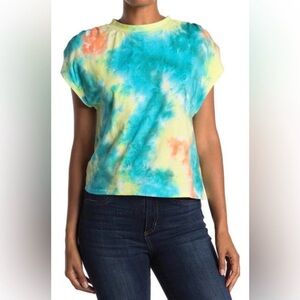 AFRM — Tie-Dye Short Sleeve Tee - Yellow, Teal, Coral — Size M — NWT